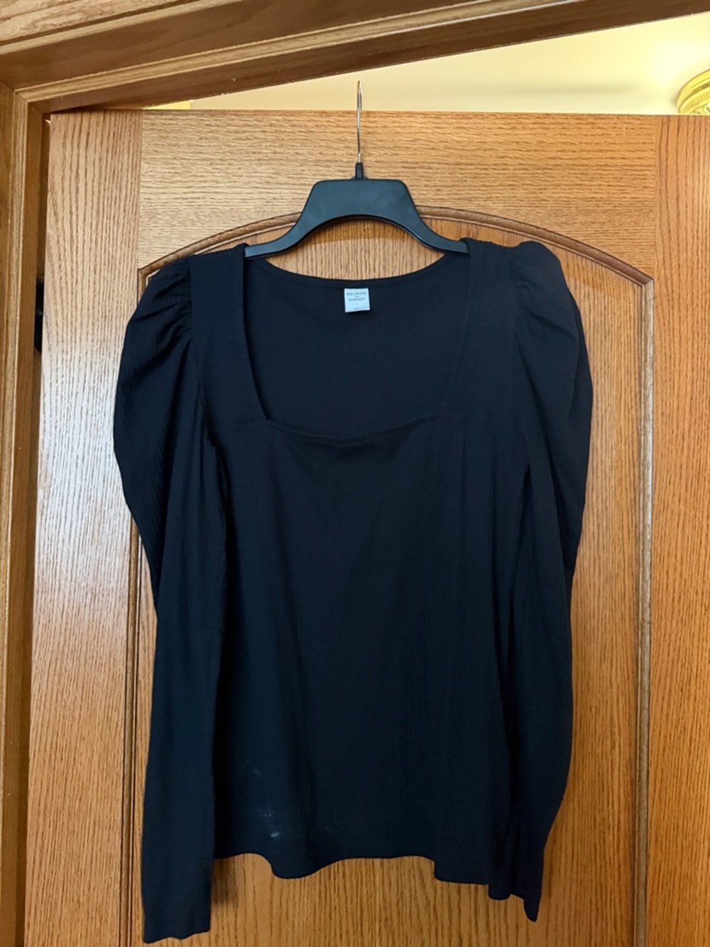 Melrose and Market Black Square-Neck Long Sleeve Top